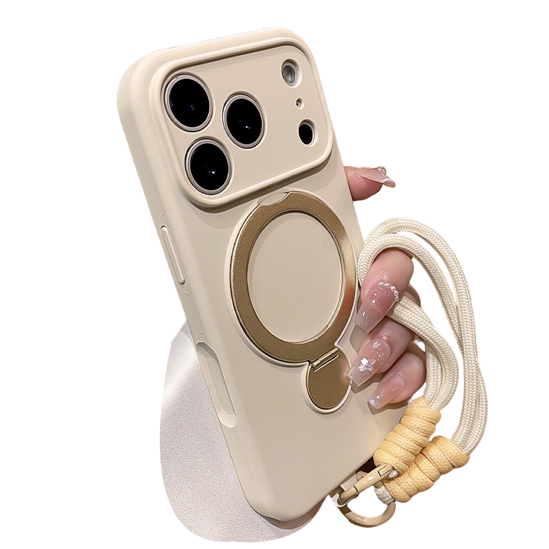 Wrist Strap,Metal Holder Kickstand,Liquid Silicone Compatible with Magsafe Case for iPhone