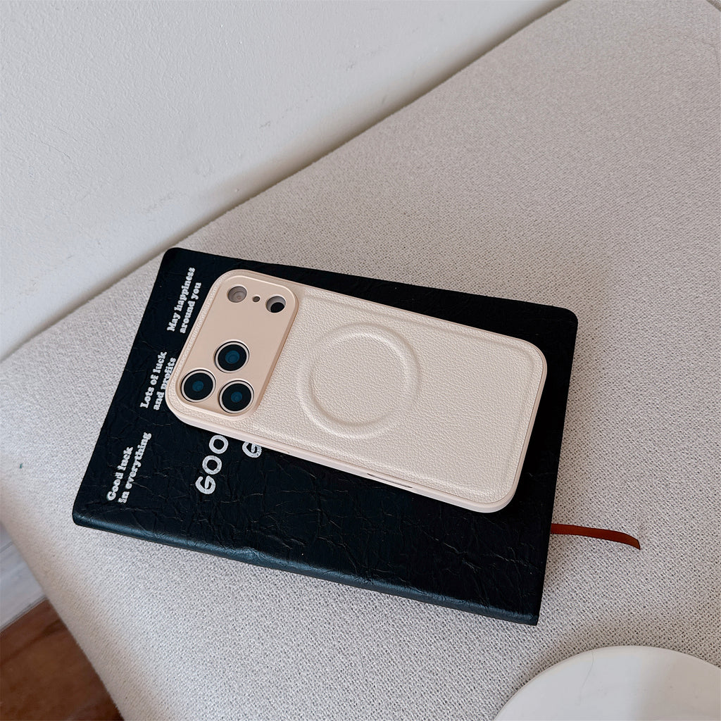 Compatible with Magsafe PU Leather Case for iPhone