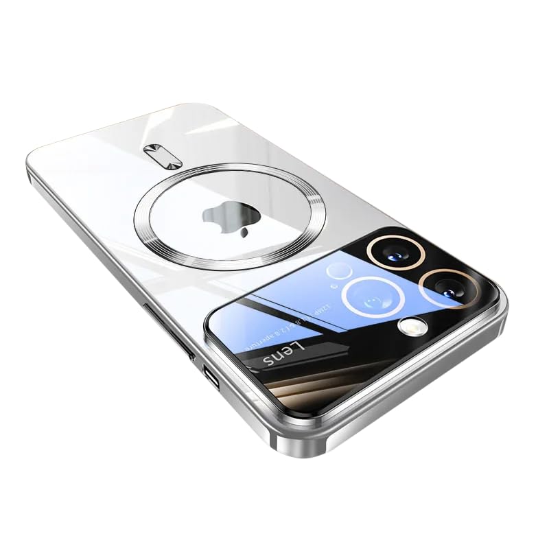 Electroplated Clear Case for iPhone,Compatible with MagSafe,Camera Lens Protection
