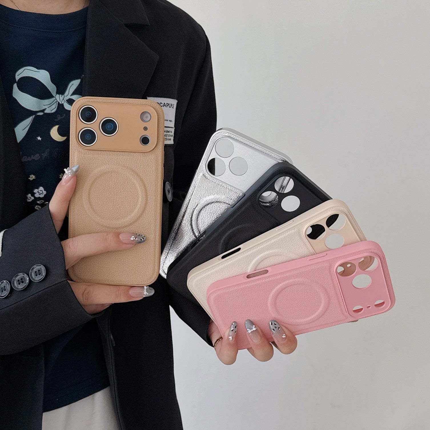 Compatible with Magsafe PU Leather Case for iPhone