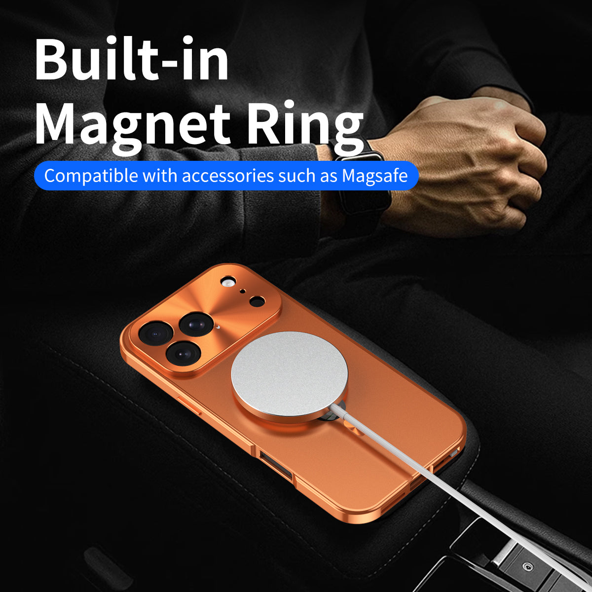 Metal Edge Case for iPhone,Compatible with MagSafe,Privacy Screen Protector