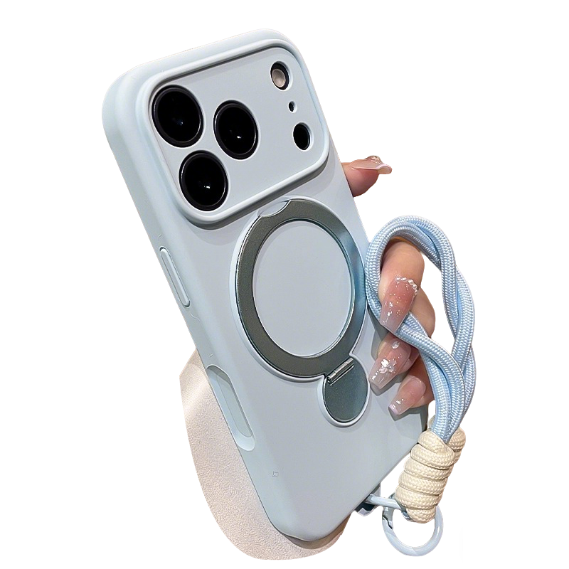 Wrist Strap,Metal Holder Kickstand,Liquid Silicone Compatible with Magsafe Case for iPhone