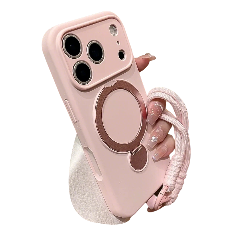 Wrist Strap,Metal Holder Kickstand,Liquid Silicone Compatible with Magsafe Case for iPhone