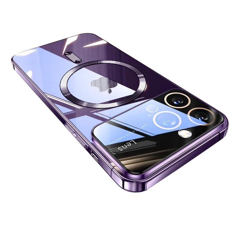 Electroplated Clear Case for iPhone,Compatible with MagSafe,Camera Lens Protection