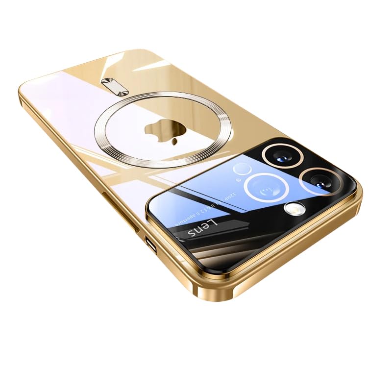 Electroplated Clear Case for iPhone,Compatible with MagSafe,Camera Lens Protection