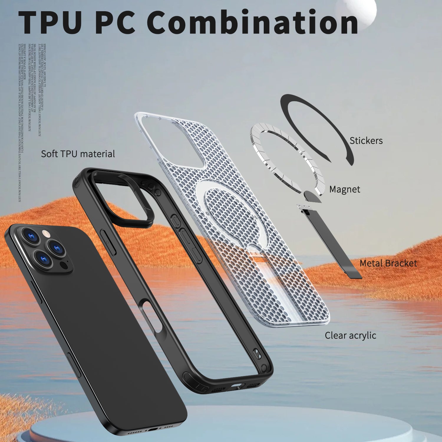Hollow Heat Dissipation Compatible with Magsafe,Invisible Holder Kickstand Case For iPhone