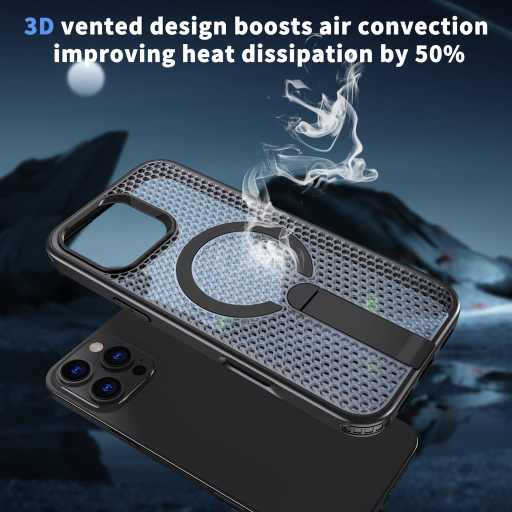 Hollow Heat Dissipation Compatible with Magsafe,Invisible Holder Kickstand Case For iPhone