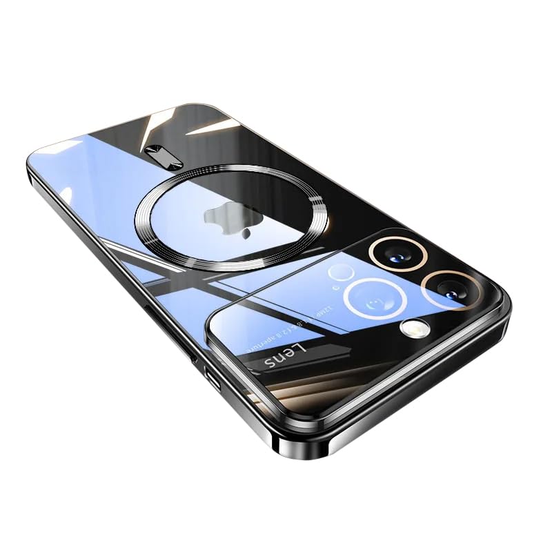 Electroplated Clear Case for iPhone,Compatible with MagSafe,Camera Lens Protection