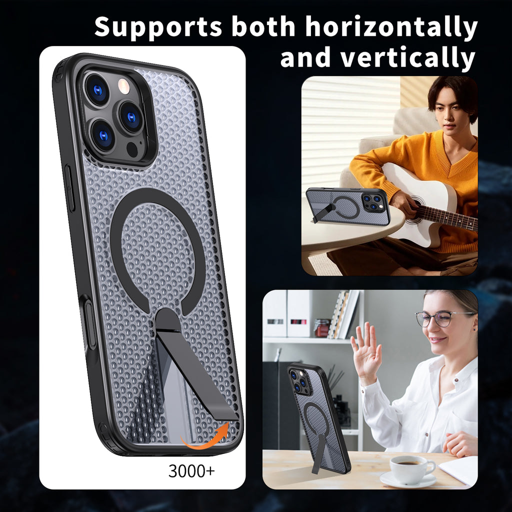 Hollow Heat Dissipation Compatible with Magsafe,Invisible Holder Kickstand Case For iPhone