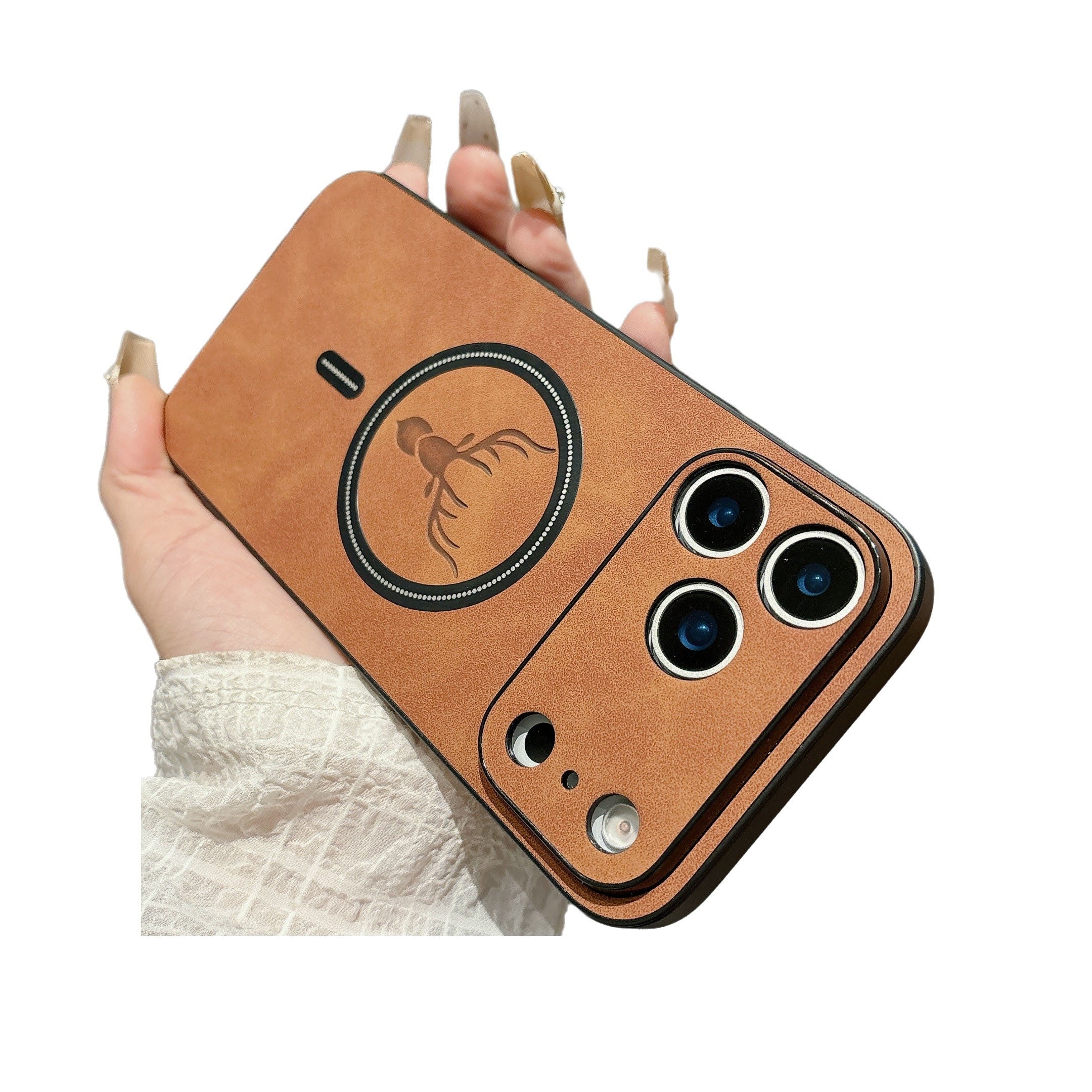 PU Leather Deer Pattern Compatible with Magsafe,Case for iPhone
