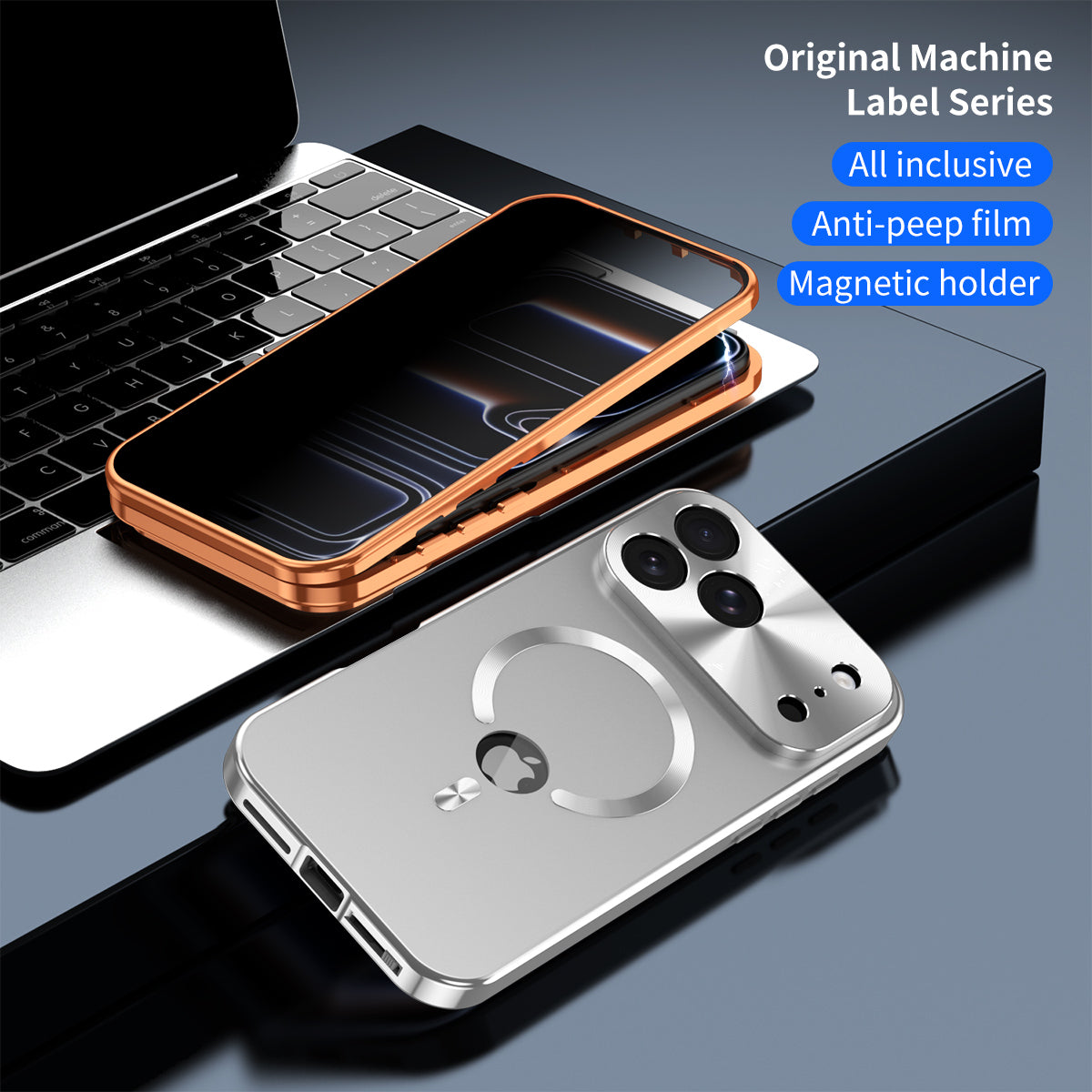 Metal Edge Case for iPhone,Compatible with MagSafe,Privacy Screen Protector