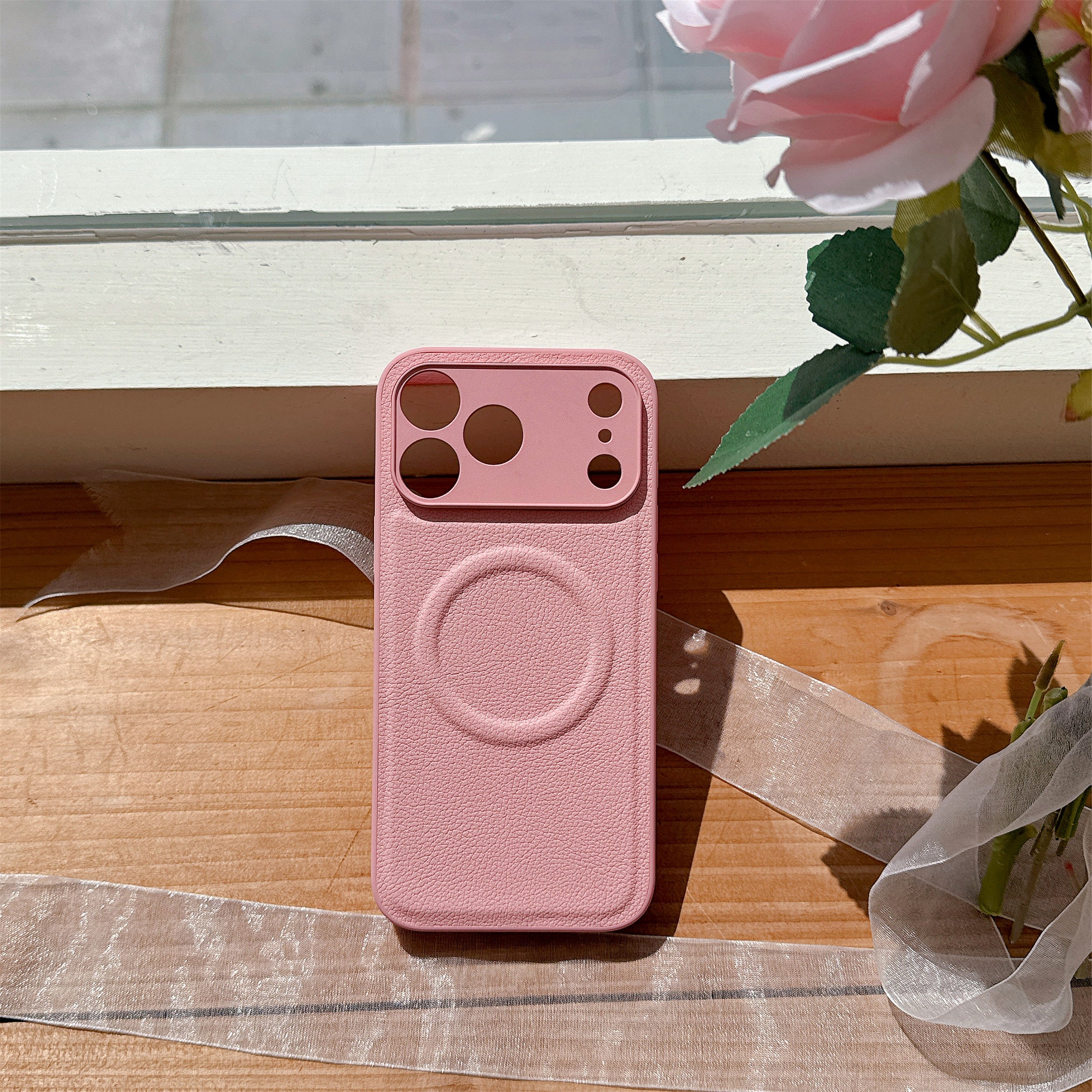 Compatible with Magsafe PU Leather Case for iPhone