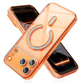 Plating Glitter Rhinestone Crtstal Clear Case For iPhone,Compatible with MagSafe,Camera Lens Protector