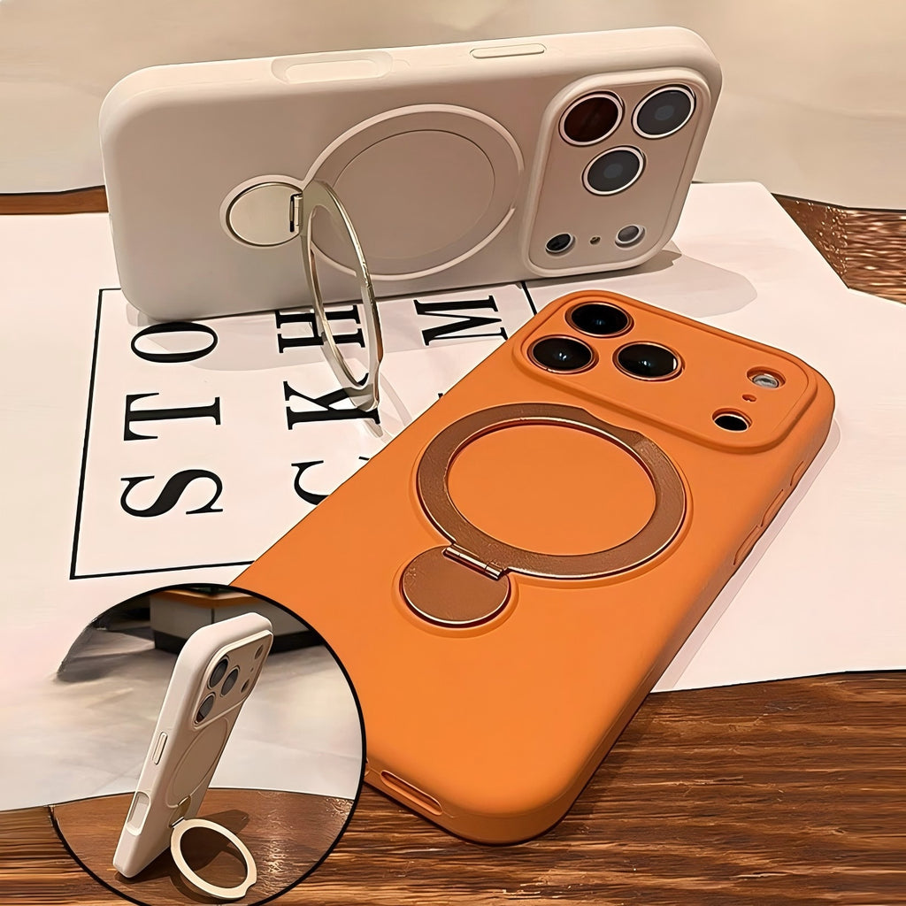Wrist Strap,Metal Holder Kickstand,Liquid Silicone Compatible with Magsafe Case for iPhone