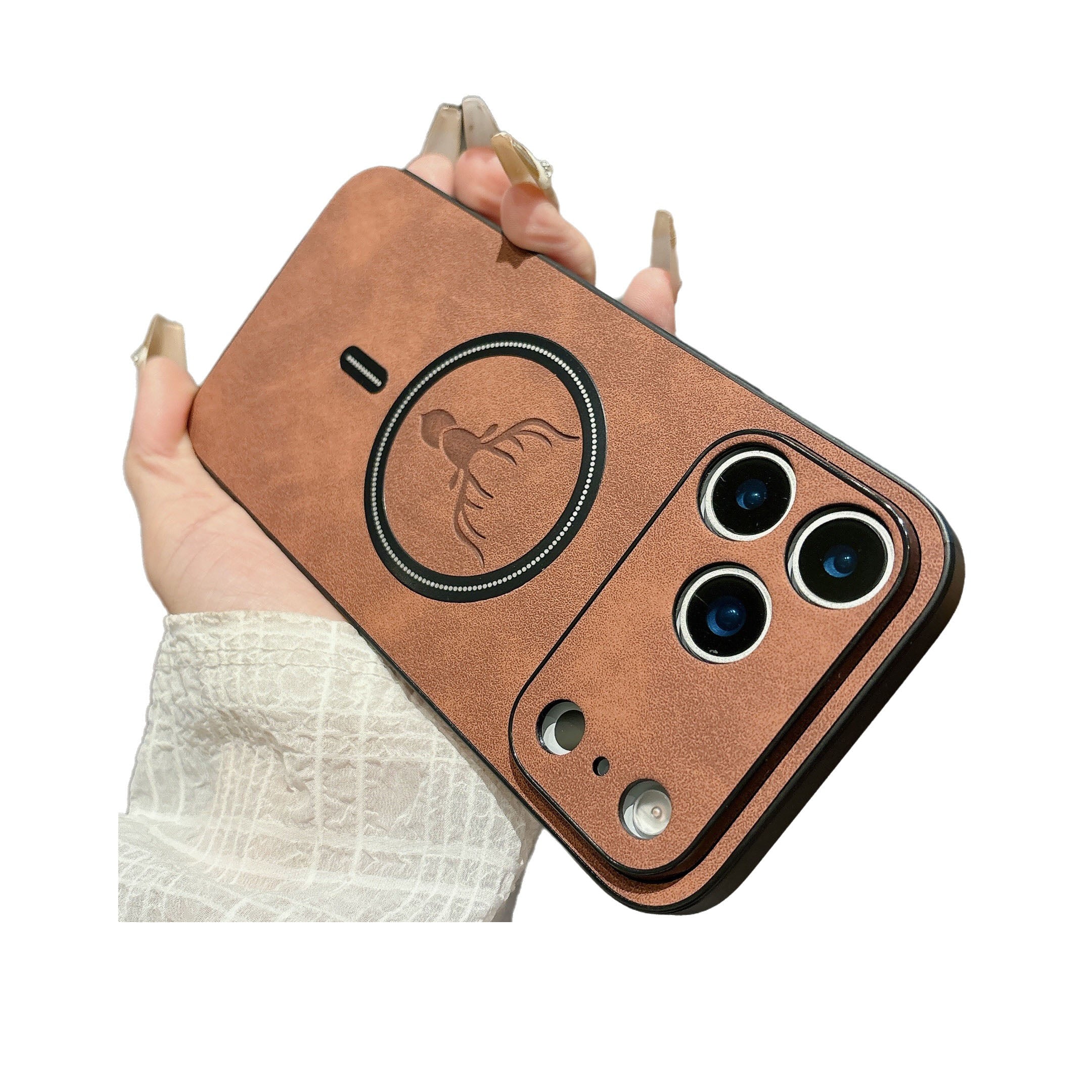 PU Leather Deer Pattern Compatible with Magsafe,Case for iPhone