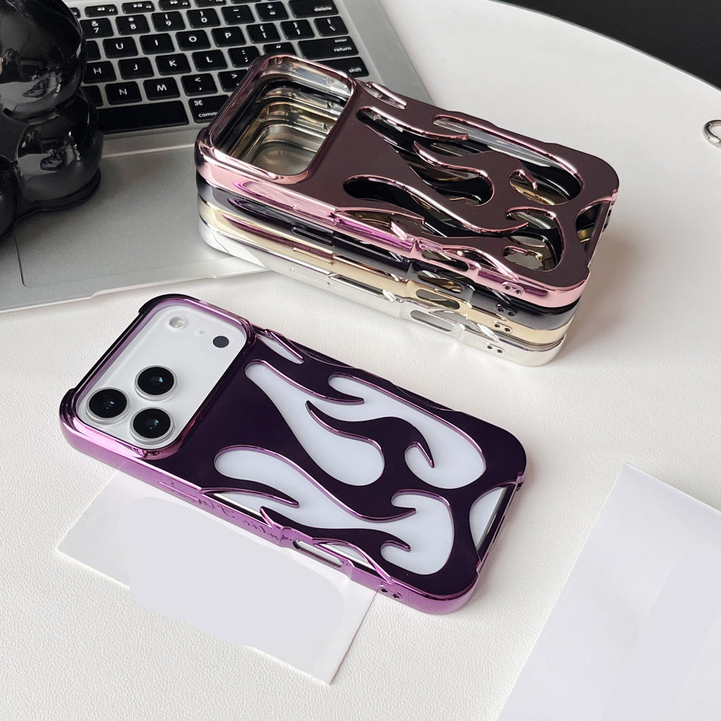 Plating 3D Flame Shape Case For iPhone