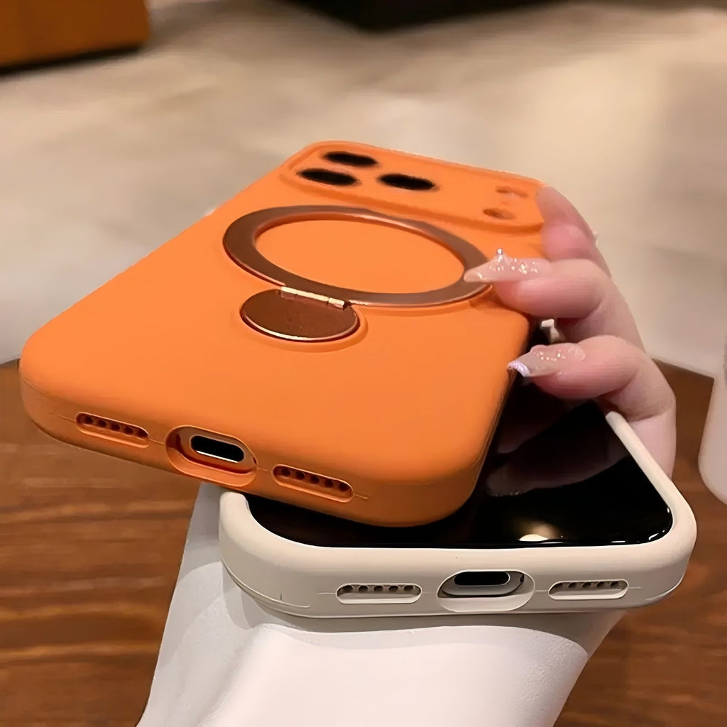 Wrist Strap,Metal Holder Kickstand,Liquid Silicone Compatible with Magsafe Case for iPhone