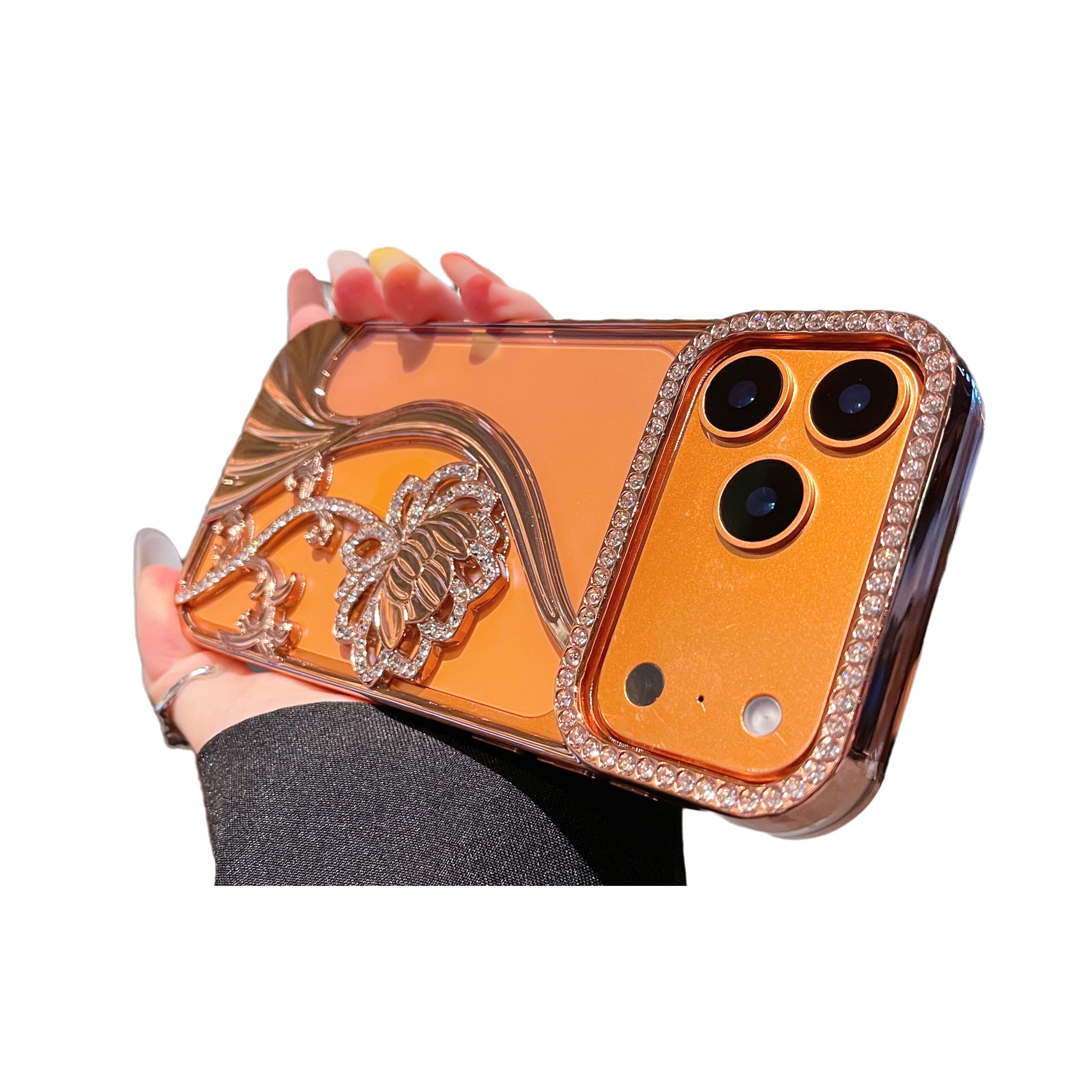 Plating Glitter Bling Diamond 3D Flower Case For iPhone