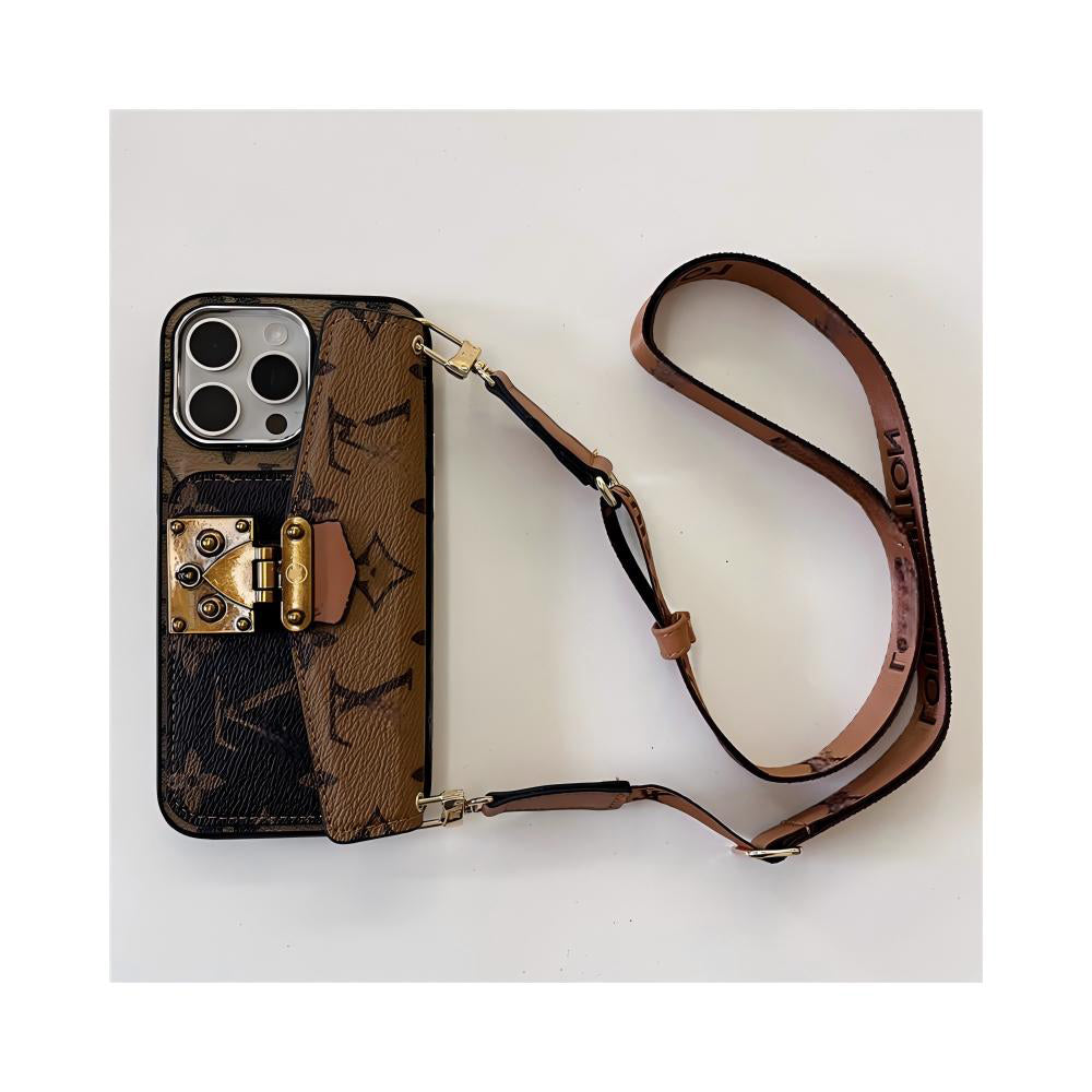 Vintage PU Leather,Metal Magnetic Clasp Wallet,Credit Card Holder Slots Case for iPhone