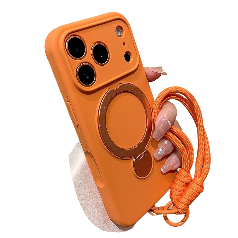 Wrist Strap,Metal Holder Kickstand,Liquid Silicone Compatible with Magsafe Case for iPhone