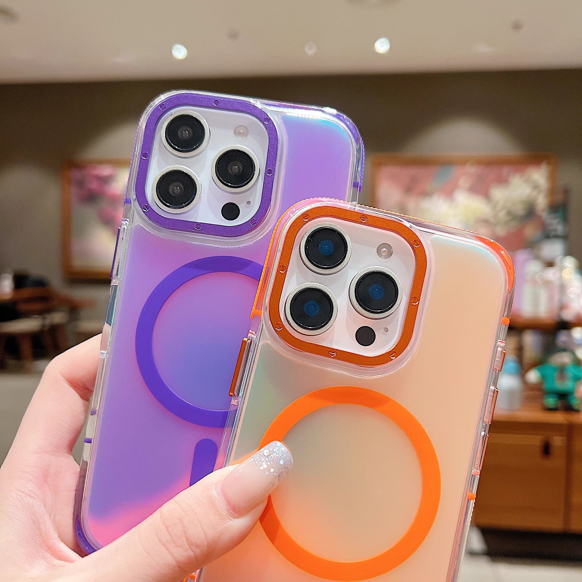 Laser Luster Case for iPhone,Compatible with Magsafe  Non-Slip Frame