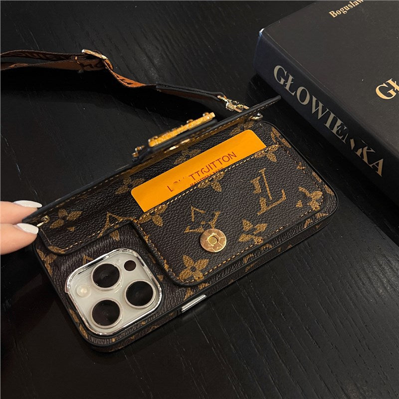 Vintage PU Leather,Metal Magnetic Clasp Wallet,Credit Card Holder Slots Case for iPhone