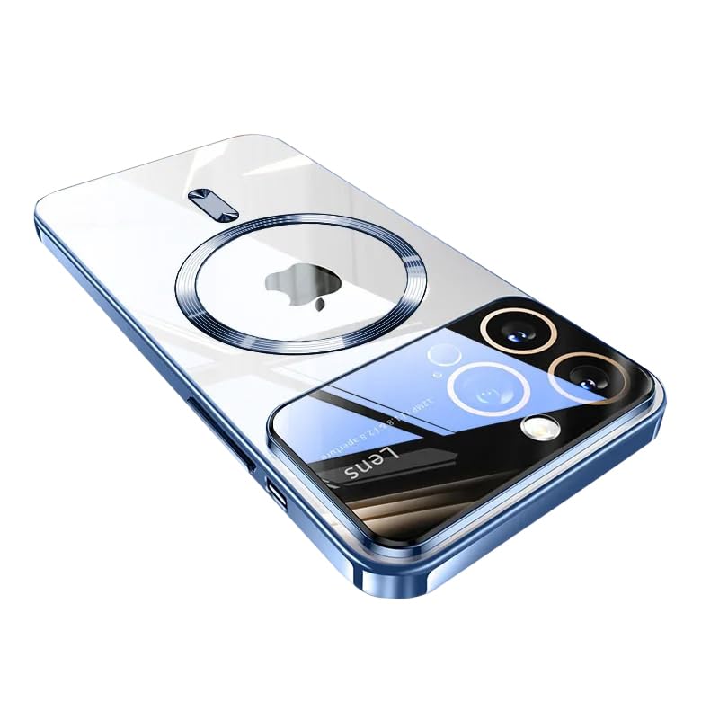 Electroplated Clear Case for iPhone,Compatible with MagSafe,Camera Lens Protection